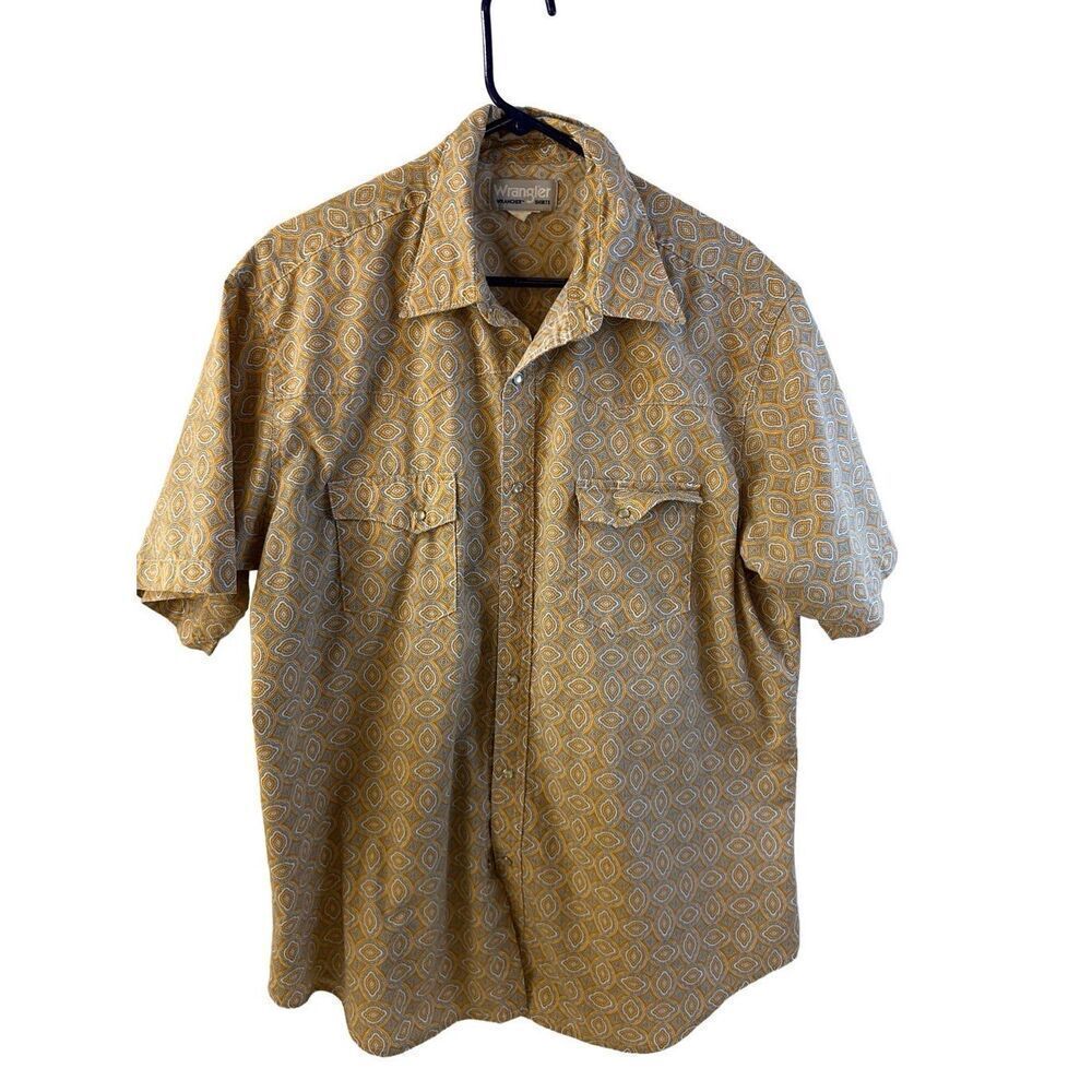 Wrangler wrancher ss western cowboy shirt men’s xl rn#130273 tan orange‎